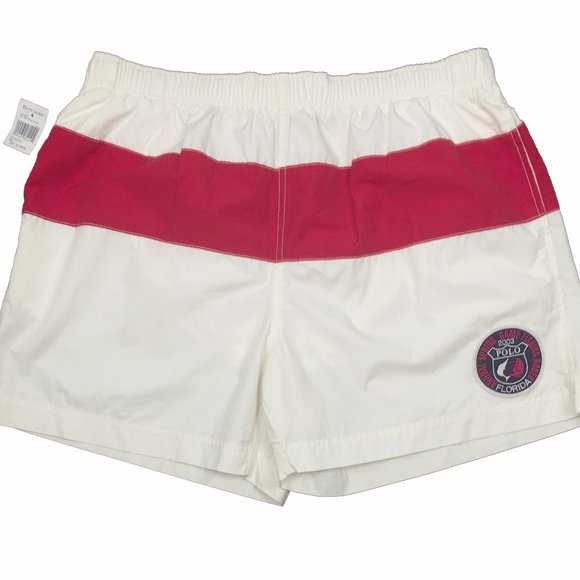 NEW Vintage 2003 Polo Sport Ralph Lauren Bathing Suit (Swim Trunks)! Creme & Red